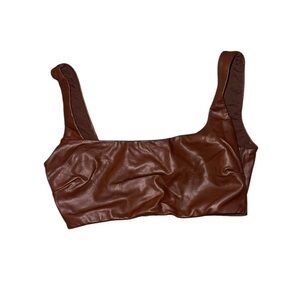 Skims brown leather top
